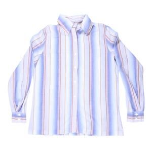 Vintage vertical stripe button down western shirt red blue patriotic 70s sz S